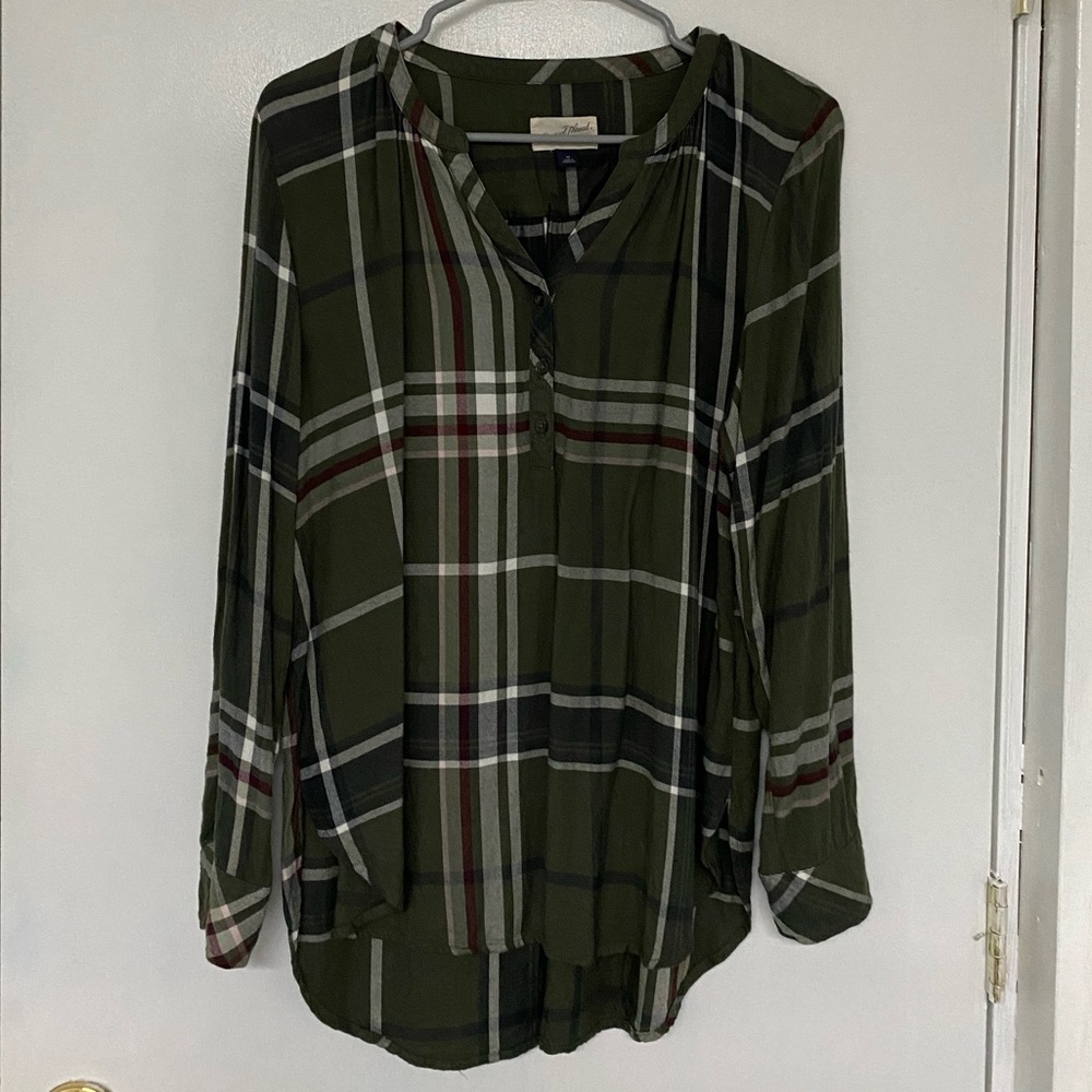 Olive Plaid Flannel Tunic
